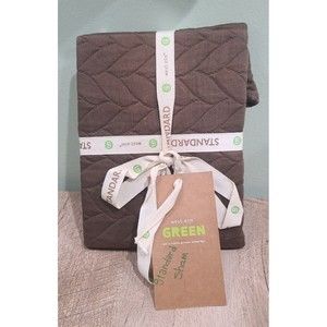 1 West Elm Braided Matelasse Standard Sham Brown 100% Organic Cotton